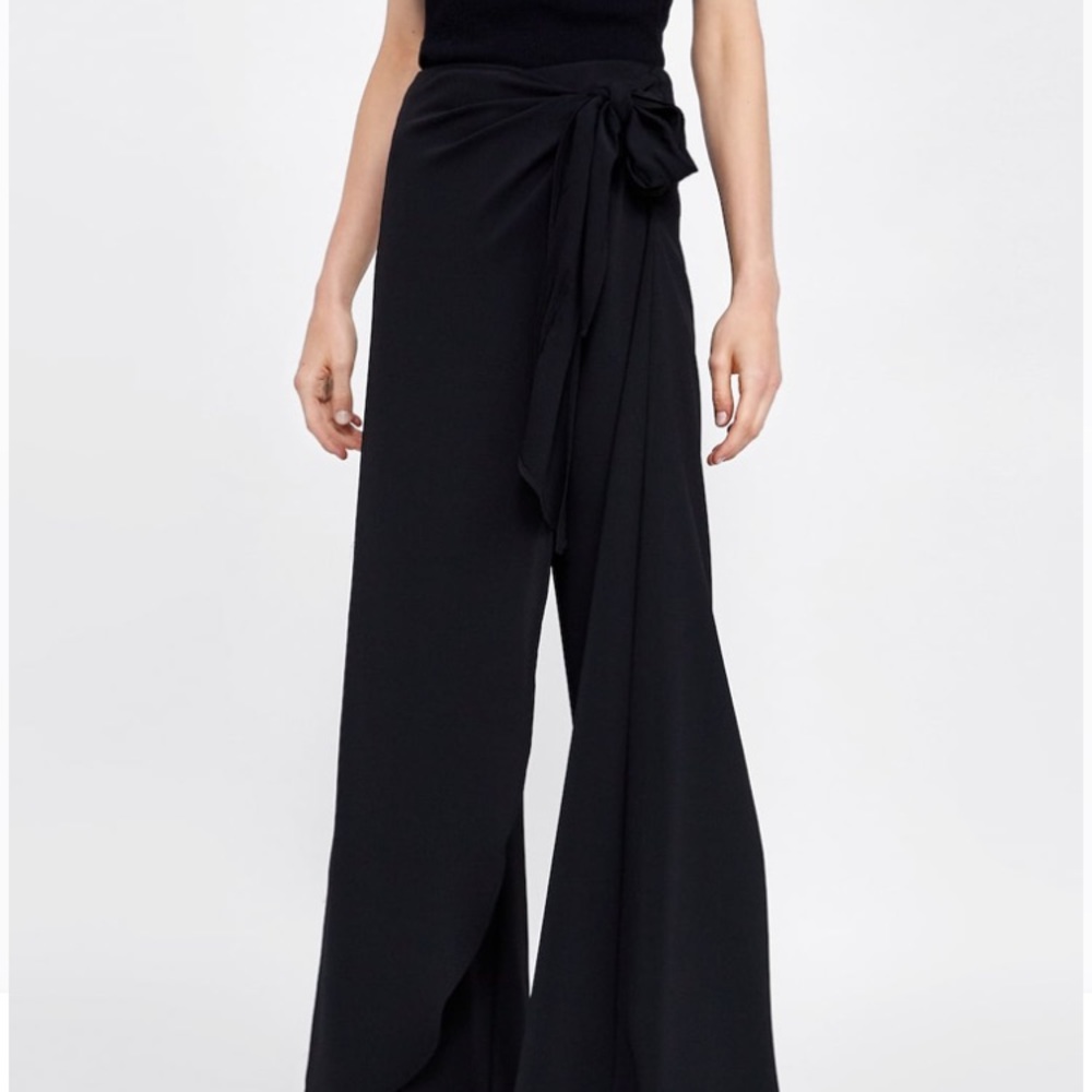 Zara Wrap pants with bow NWT